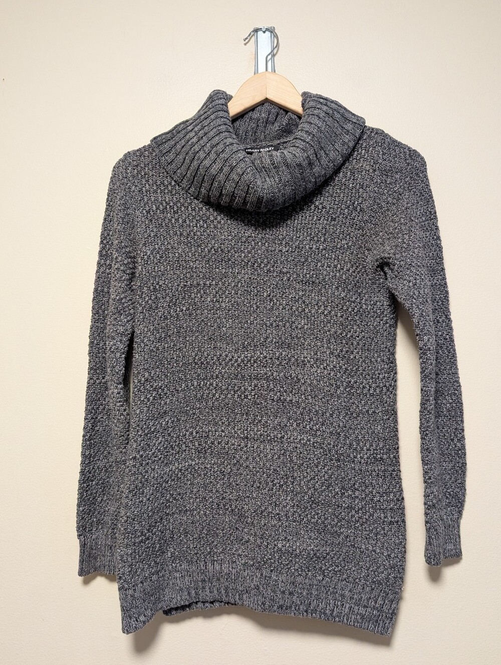Hilary Radley Gray Marled Cowl Neck Knit Tunic Sweater Small